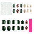 WLGDLH 24Pcs Dark Green Square Christmas Tree Glitter Press On Nails by Deal US