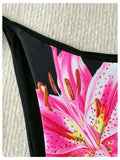Verdusa Women's Boho Floral Thong Bikini Bottom Tie Side Black Size S by Deal US