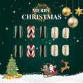 WLGDLH 24Pcs Dark Green Square Christmas Tree Glitter Press On Nails by Deal US