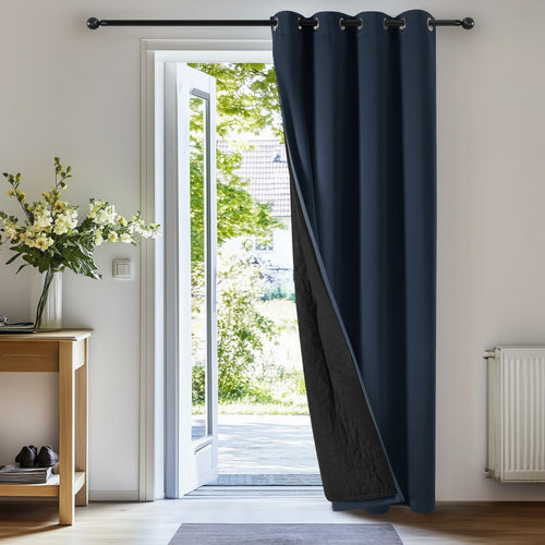 Deconovo Blackout Door Curtain Double Layer Insulated Navy 38x80 1 Panel by Deal US