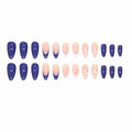 YEFIUO Press On Nails 24 Pcs Short Almond French Blue & White Rhinestones by Deal US