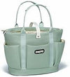 ZHMOPRO Large Canvas Laptop Tote Bag with Compartments & Inner Cup Holder Light Green