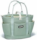 ZHMOPRO Large Canvas Laptop Tote Bag with Compartments & Inner Cup Holder Light Green by Deal US