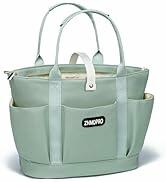 ZHMOPRO Large Canvas Laptop Tote Bag with Compartments & Inner Cup Holder Light Green by Deal US