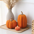 Vicenpal 2 Pcs Orange Foam Pumpkins Fall Thanksgiving Decor Flocked Velvet by Deal US