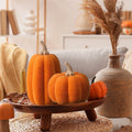 Vicenpal 2 Pcs Orange Foam Pumpkins Fall Thanksgiving Decor Flocked Velvet by Deal US