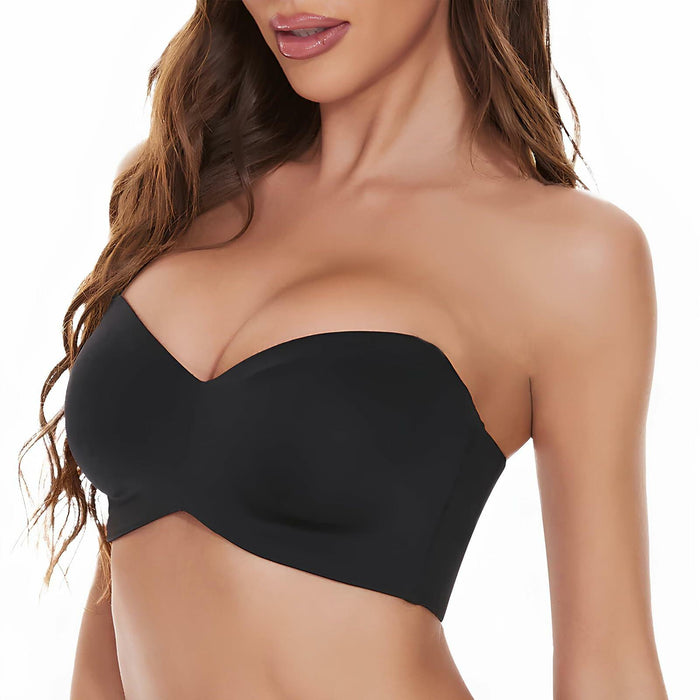 Woobilly Strapless Non Padded Push Up Convertible Bra Black Size 44F by Deal US