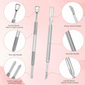 BOMOQING Cuticle Pusher 2PCS & 60 Nail Sand Polishing Tablets Silver Kit by Deal US