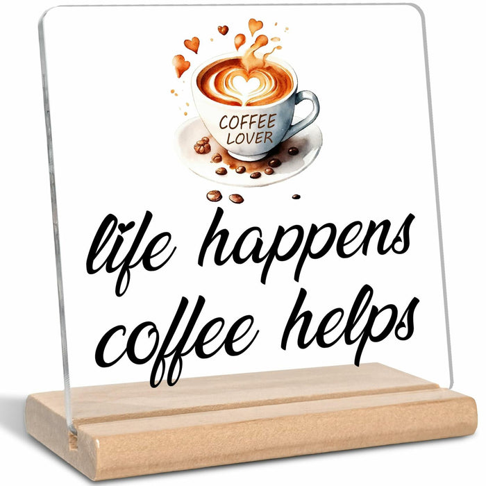 LUODWSST Funny Coffee Lovers Acrylic Decorative Sign White Kitchen Bar Decor by Deal US