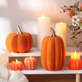 Vicenpal 2 Pcs Orange Foam Pumpkins Fall Thanksgiving Decor Flocked Velvet by Deal US