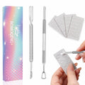 BOMOQING Cuticle Pusher 2PCS & 60 Nail Sand Polishing Tablets Silver Kit by Deal US