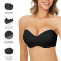 Woobilly Strapless Non Padded Push Up Convertible Bra Black Size 44F by Deal US