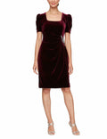 Alex Evenings Women's Velvet Puff Sleeve Cocktail Gown Wine Size 4 by Deal US