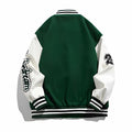 Crazyfire Mens Varsity Letterman Bomber Jacket Leather Sleeves Black Size S by Deal US