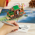 POPWOW Christmas Gingerbread Train 3D Pop Up Card 5x7 with Envelope by Deal US