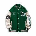 Crazyfire Mens Varsity Letterman Bomber Jacket Leather Sleeves Black Size S by Deal US