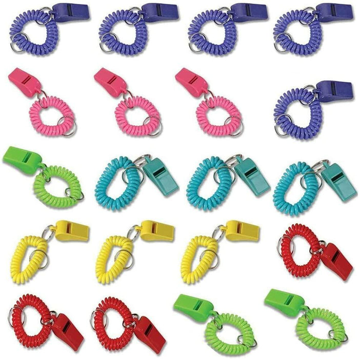 Vocoliday 24pcs Sport Whistle Bracelets with Keychain Plastic Halloween Birthday by Deal US