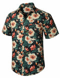 Enlision Men's Floral Hawaiian Shirt Short Sleeve Button-Down Black Size S by Deal US