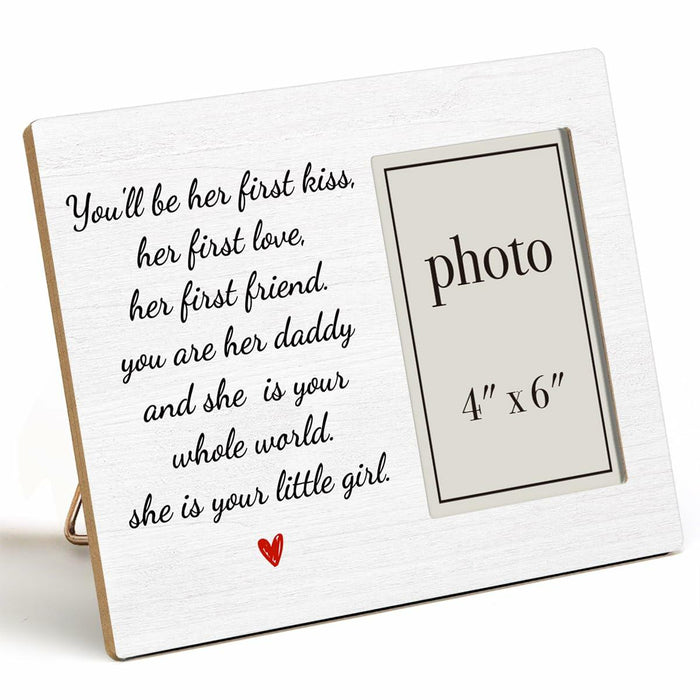 QZJ New Dad Wood Picture Frame Girl Dad Gifts 4x6 Inch Multicolour by Deal US
