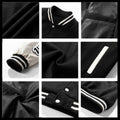 Crazyfire Mens Varsity Letterman Bomber Jacket Leather Sleeves Black Size S by Deal US