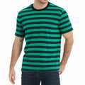 LEDING Stripes Men's Summer Cotton Short Sleeve Crew Neck T-Shirt Green&Blue S by Deal US