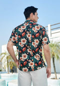 Enlision Men's Floral Hawaiian Shirt Short Sleeve Button-Down Black Size S by Deal US