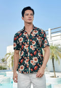 Enlision Men's Floral Hawaiian Shirt Short Sleeve Button-Down Black Size S by Deal US