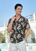 Enlision Men's Floral Hawaiian Shirt Short Sleeve Button-Down Black Size S by Deal US