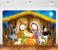 DoraDream Nativity Scene Face Hole Backdrop 5x3.3 ft Rustic Christmas by Deal US
