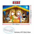 DoraDream Nativity Scene Face Hole Backdrop 5x3.3 ft Rustic Christmas by Deal US