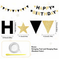 Black and Gold Happy Birthday Banner Pre-Strung Garland for Men Party Decor by Deal US