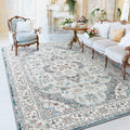 FlyDOIT Vintage 5x8 Blue Floral Medallion Washable Area Rug by Deal US