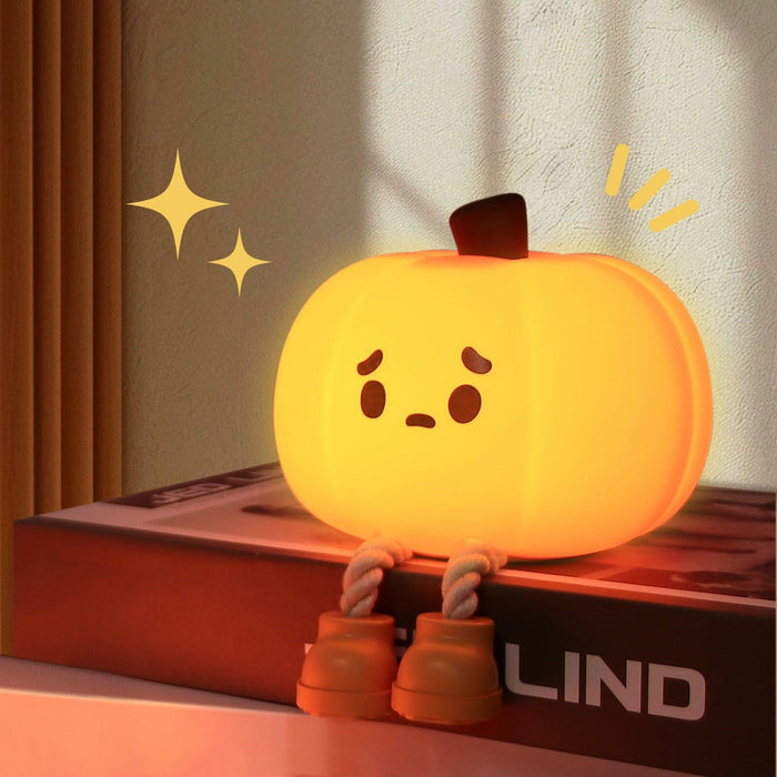 Wastou Pumpkin Silicone Night Light 3-Level Dimmable Rechargeable Orange by Deal US