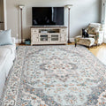 FlyDOIT Vintage 5x8 Blue Floral Medallion Washable Area Rug by Deal US
