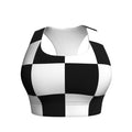 TIETIE Women's Checkered Flag Racerback Sports Yoga Bra Black White Size S by Deal US