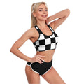 TIETIE Women's Checkered Flag Racerback Sports Yoga Bra Black White Size S by Deal US