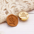 Tulip 3D Embossed Brass Wax Seal Round Wood Handle Vintage Flower Design by Deal US