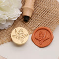 Tulip 3D Embossed Brass Wax Seal Round Wood Handle Vintage Flower Design by Deal US