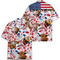 PIGO Simmental Cow Hawaiian Shirt Men US Flag Short Sleeve Size XX-L by Deal US