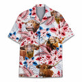 PIGO Simmental Cow Hawaiian Shirt Men US Flag Short Sleeve Size XX-L by Deal US