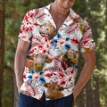 PIGO Simmental Cow Hawaiian Shirt Men US Flag Short Sleeve Size XX-L by Deal US