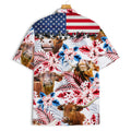 PIGO Simmental Cow Hawaiian Shirt Men US Flag Short Sleeve Size XX-L by Deal US