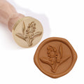 Tulip 3D Embossed Brass Wax Seal Round Wood Handle Vintage Flower Design by Deal US