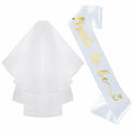 Apone Fatu 3 Pcs Bride Crown Headband Sash Veil Bachelorette Party Gold by Deal US