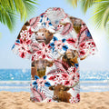 PIGO Simmental Cow Hawaiian Shirt Men US Flag Short Sleeve Size XX-L by Deal US