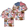 PIGO Simmental Cow Hawaiian Shirt Men US Flag Short Sleeve Size XX-L by Deal US