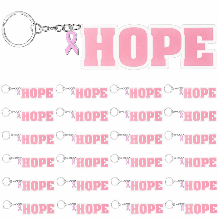 Nosiny 24 Pcs Pink Breast Cancer Awareness Acrylic Keychains 4.13x1.42in by Deal US