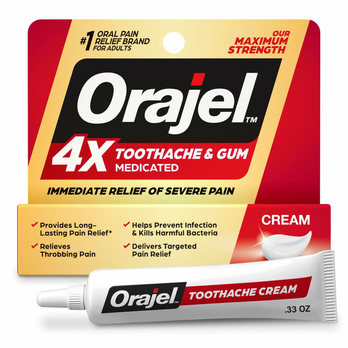 Orajel 4X Severe Toothache & Gum Pain Cream Tube 0.33oz by Deal US