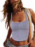 AKMESXAY Womens Ribbed Crop Tank Top Racerback Black Size L by Deal US