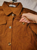 WULFUL Girl's Corduroy Button Down Jacket Brown Fall Outerwear Size 5-6Y by Deal US